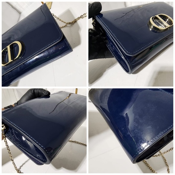 Authentic CHRISTIAN DIOR Patent Montaigne Crossbody Bag Blue - Picture 12 of 14